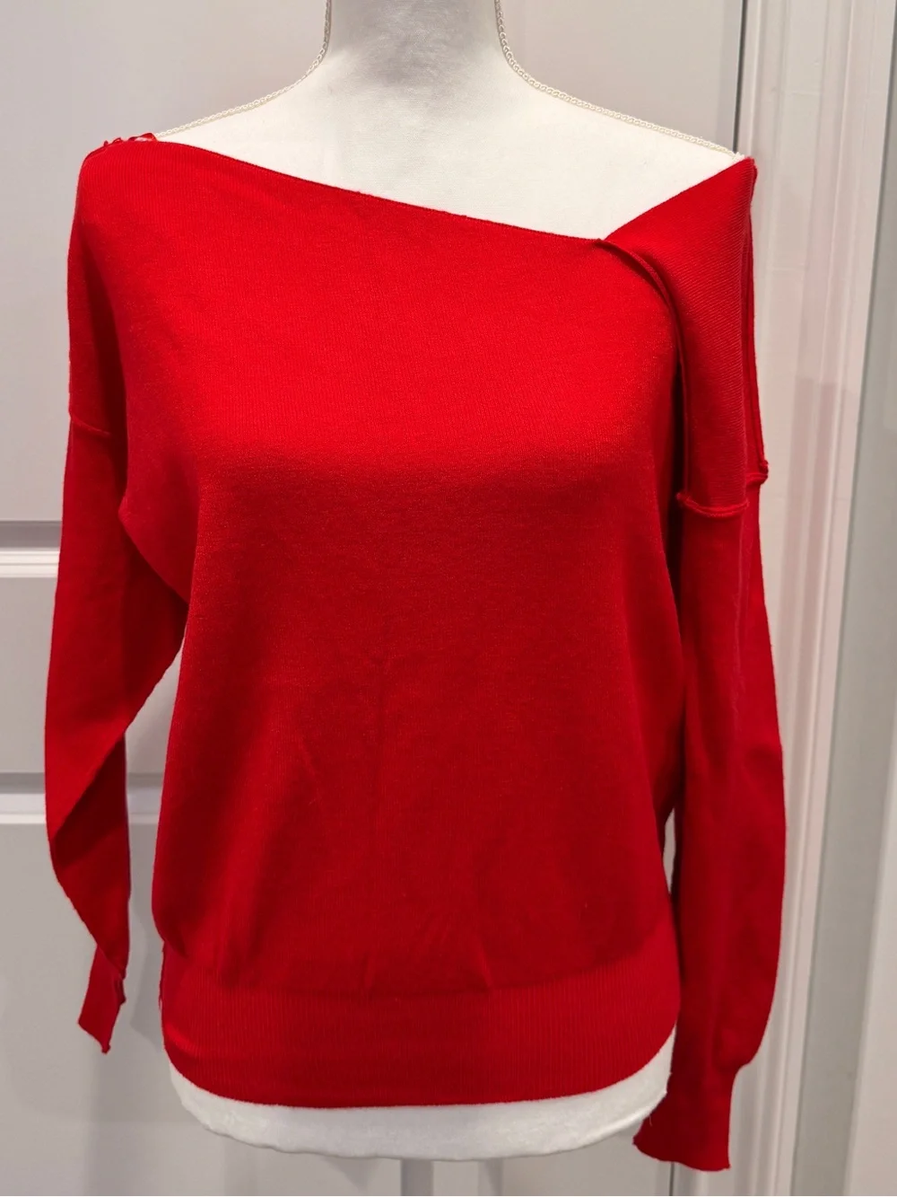 Catherine Malandrino Vibrant Red Off-the-Shoulder Sweater